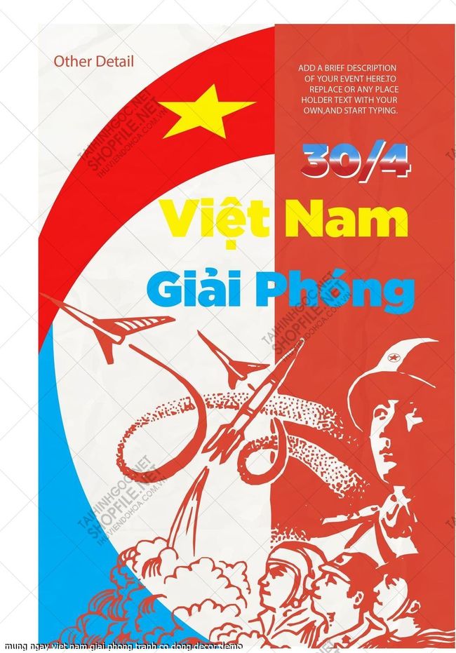 mung ngay viet nam giai phong tranh co dong decor